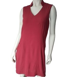 Red Midi Relaxed Fit Dress With Pockets